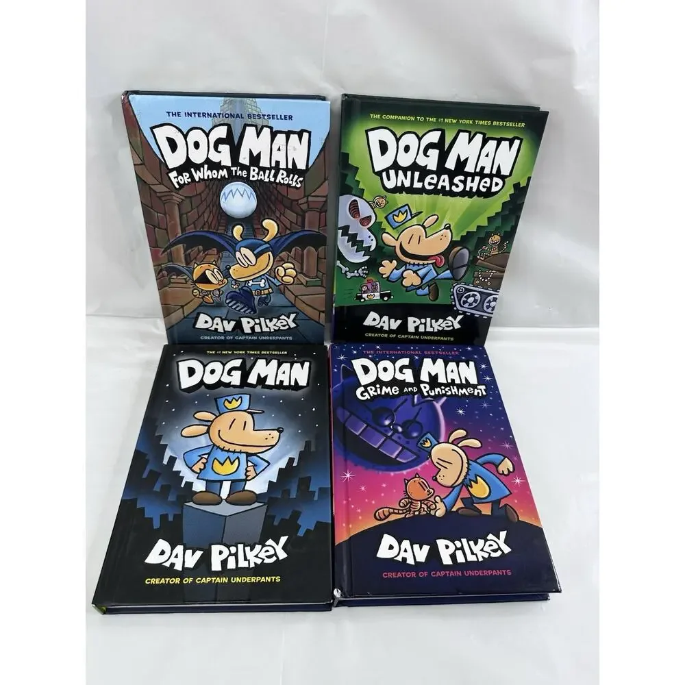 Dog Man Books Lot of 4 Hardcover Dav Pilkey Graphic Novel Set Series